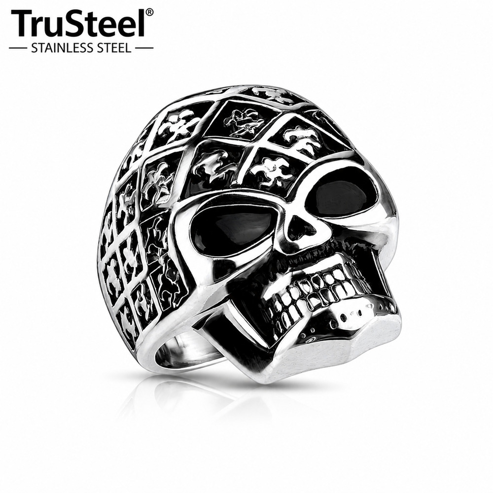 Men’s 316L Stainless Steel hypoallergenic gothic biker skull Ring Size 13